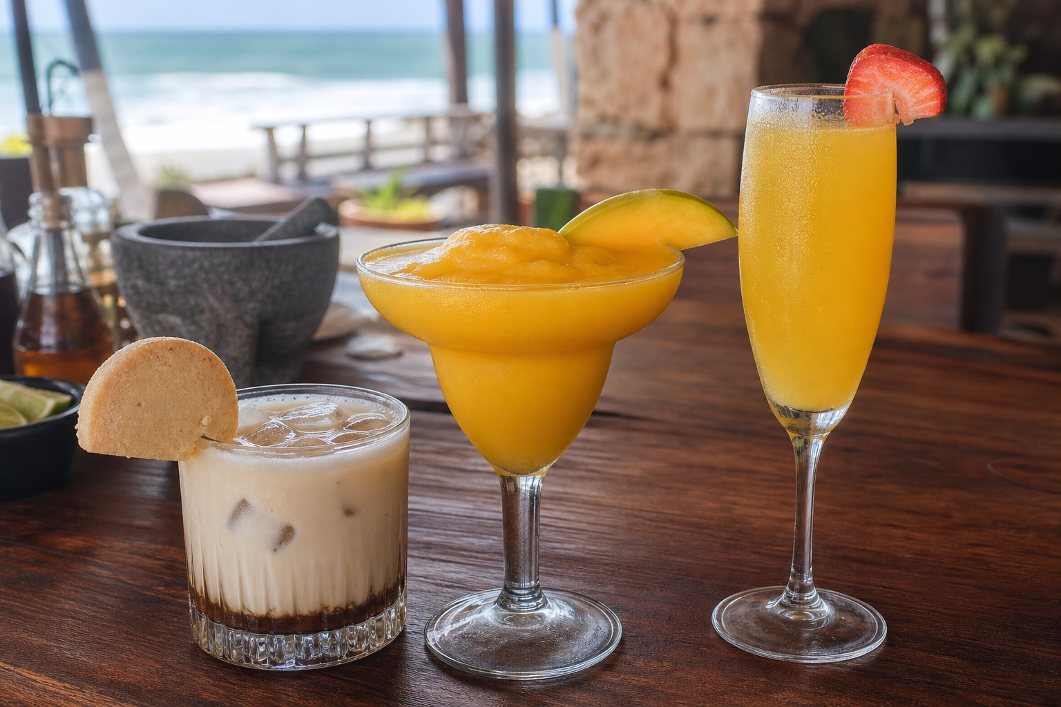 Carajillo de Mazapán, daiquiri de mango y mimosa